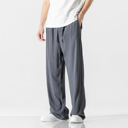 Men's Summer Linen Pants Dark Gray Trousers