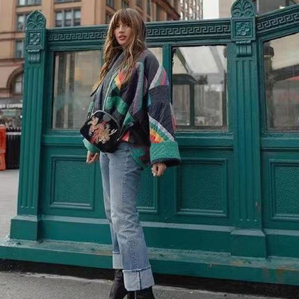 Aria Retro Revival Oversized Womens Coat Multicolor Women's Coats & Jackets