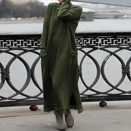 Ediva | Stylish Autumn Dress Green S Dresses