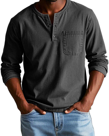 Archer – Classic Henley Shirt Black