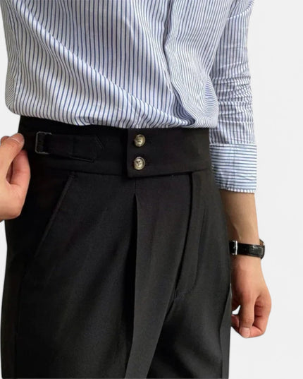 Men’s High-Rise Tailored Trousers Black Pants
