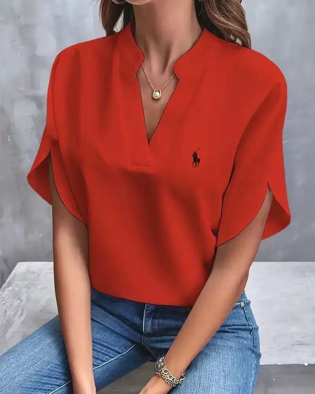 Women's Ralph Lauren Classic V-Neck T-Shirt Red Women Tops