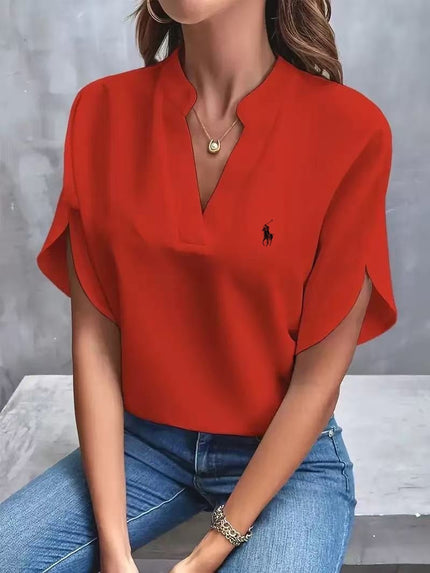 Women's Ralph Lauren Classic V-Neck T-Shirt Red Women Tops
