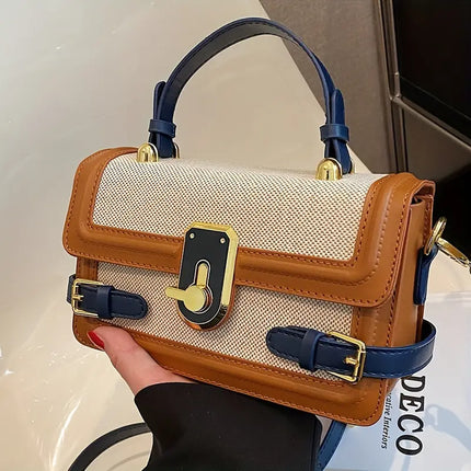 Zoe | Retro Vintage Flap Handbag Brown Blue Handbag