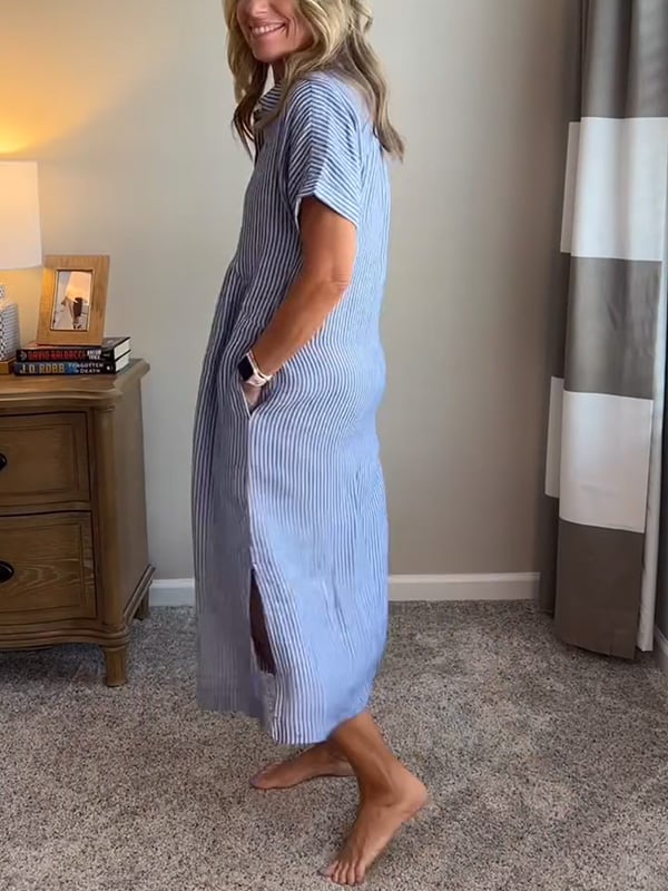 Celira Striped Button-Up Shirt Dress