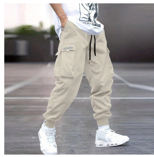 Men's Multi-Pocket Cargo Joggers Beige Cargo Pants