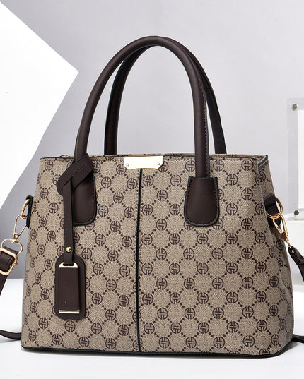Women’s Large-Capacity PU Leather Tote & Crossbody Bag Li Pattern Beige 30x21x13 Bag