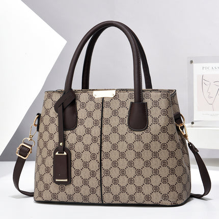 Women’s Large-Capacity PU Leather Tote & Crossbody Bag Li Pattern Beige 30x21x13 Bag
