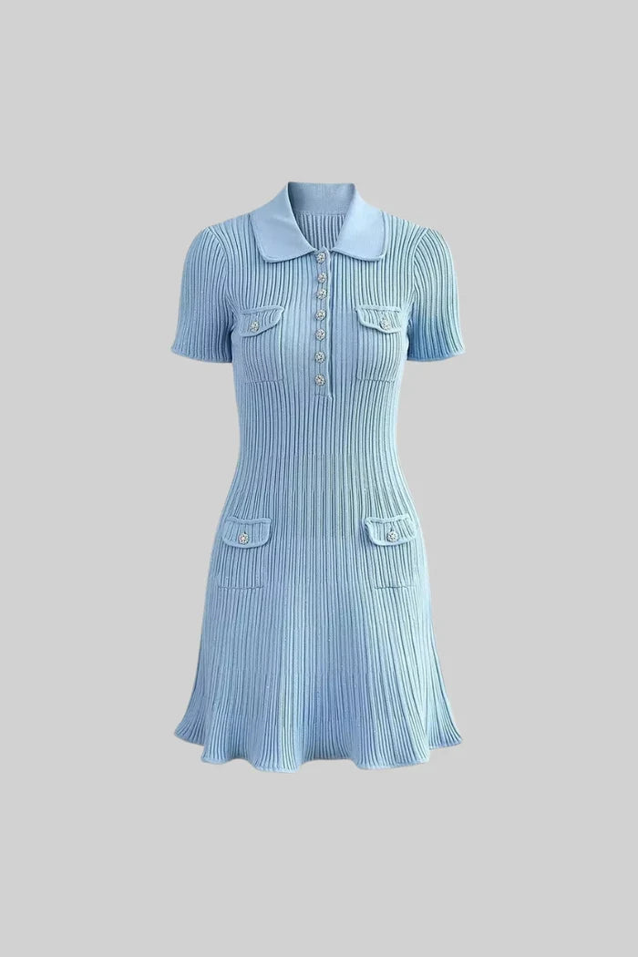 Nia™ | Baby Blue Short Sleeve Hourglass Dress Dresses