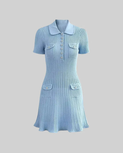 Nia™ | Baby Blue Short Sleeve Hourglass Dress Dresses