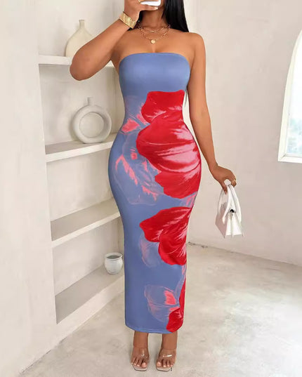 Women's Slim-Fit Floral Print Dress Dress