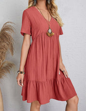 Angelina™ | V-Neck Midi A-Line Dress Red A-Line Dresses