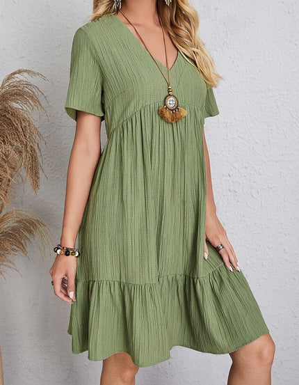 Angelina™ | V-Neck Midi A-Line Dress Green A-Line Dresses