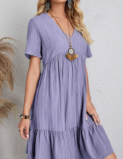 Angelina™ | V-Neck Midi A-Line Dress Purple A-Line Dresses