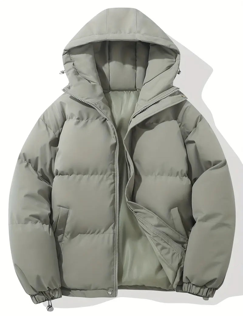 Men's Windproof and Waterproof Hooded Puffer Winter Jacket light gray Jackets