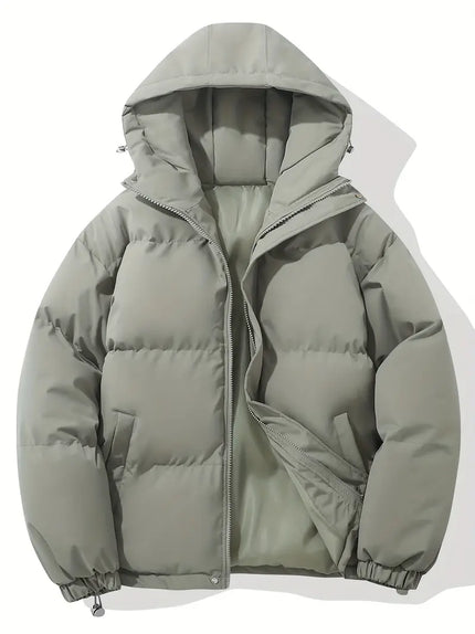 Men's Windproof and Waterproof Hooded Puffer Winter Jacket light gray Jackets