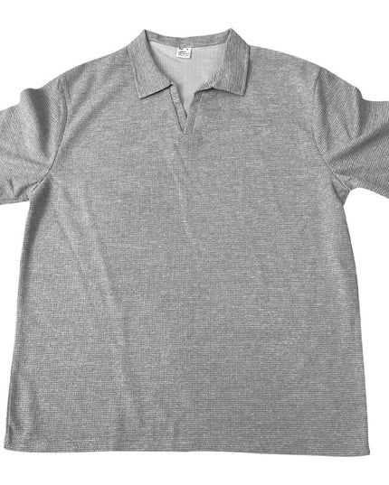 Men’s Waffle Lapel V‑Neck Short‑Sleeve Polo T-Shirts