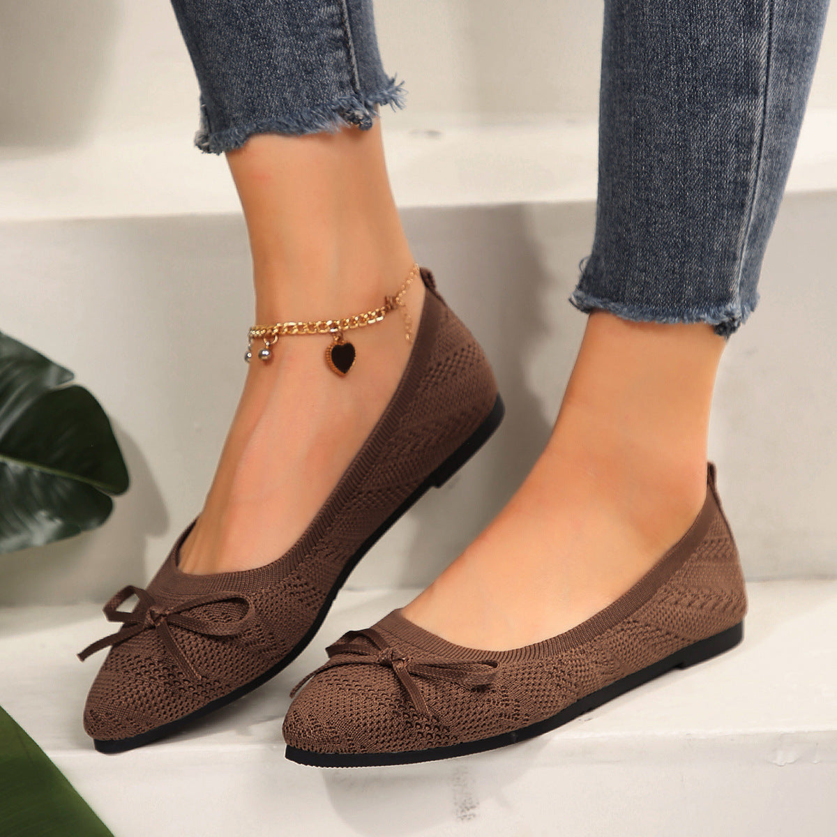 Bow Knitted Loafers Loafers