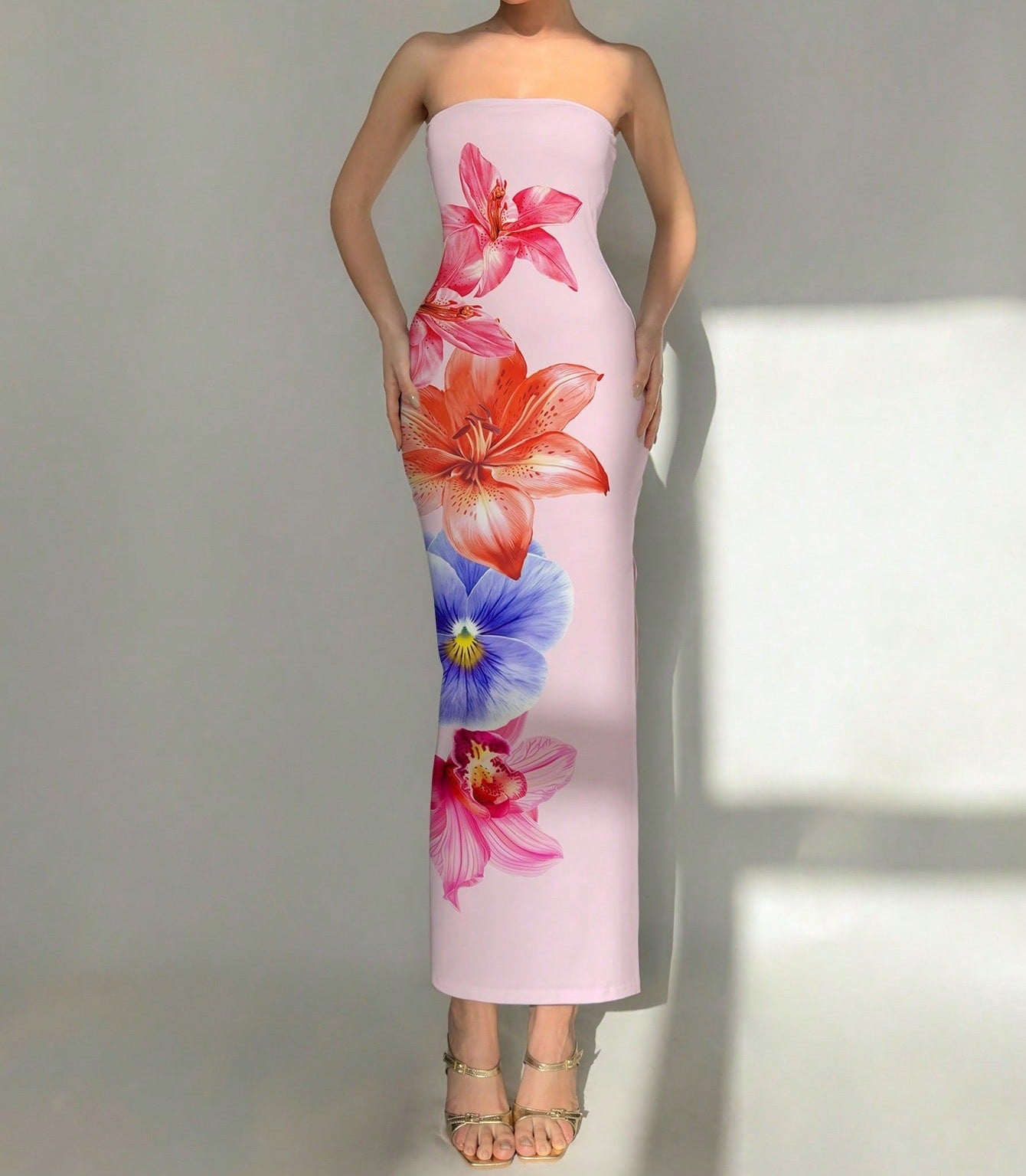 Women's Slim-Fit Floral Print Dress 2Color Dress