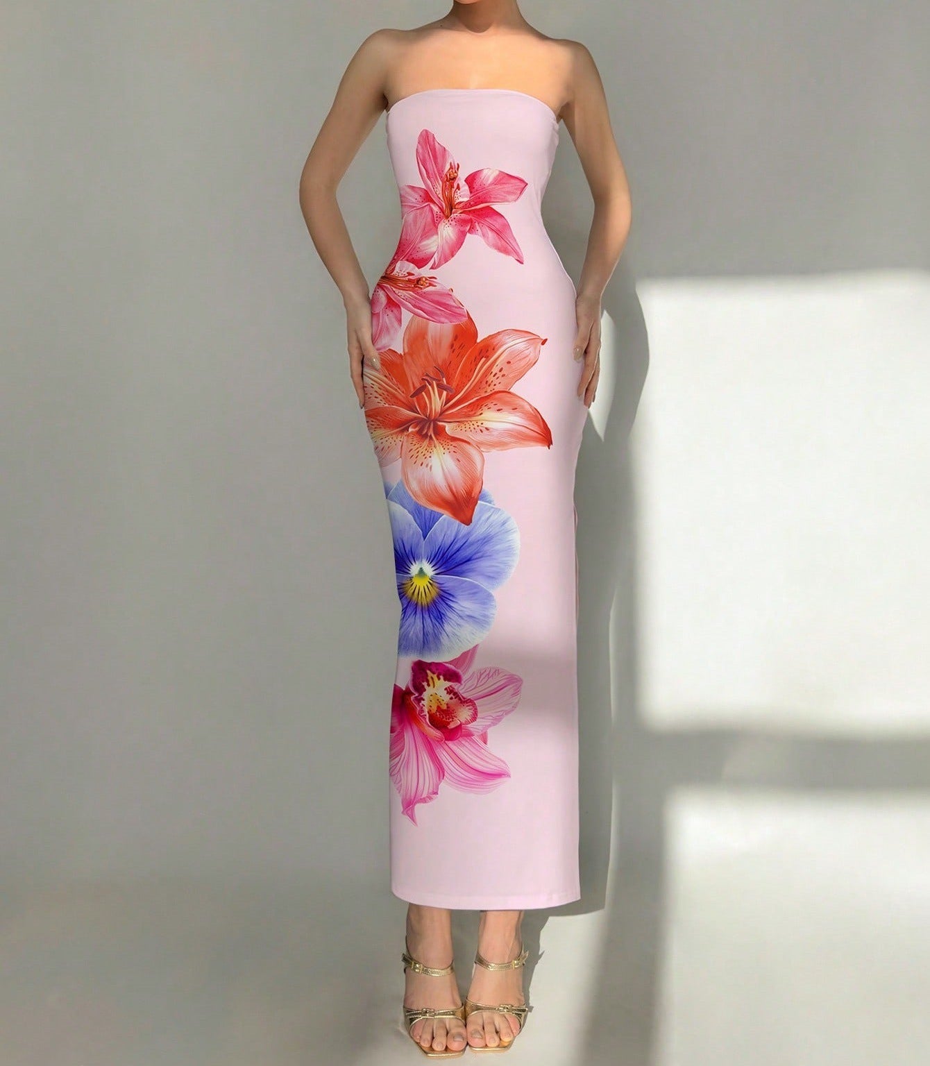Women's Slim-Fit Floral Print Dress 2Color Dress