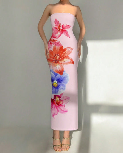 Women's Slim-Fit Floral Print Dress 2Color Dress