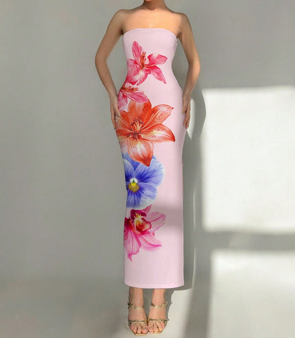 Women's Slim-Fit Floral Print Dress 2Color Dress