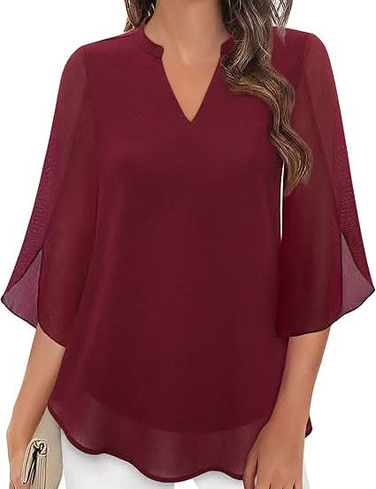Celeste | Chic Layered Blouse Wine Red
