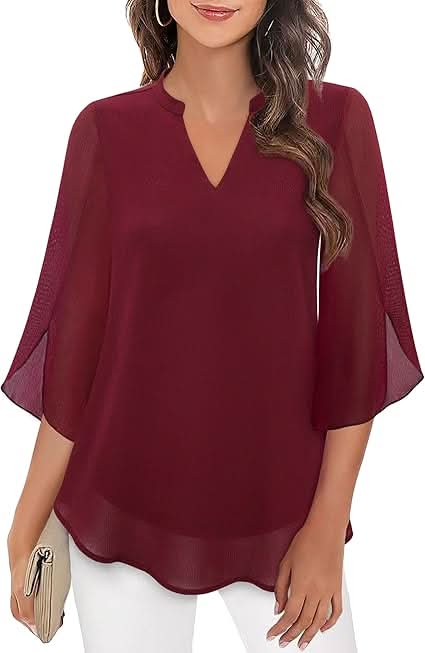 Celeste | Chic Layered Blouse Wine Red
