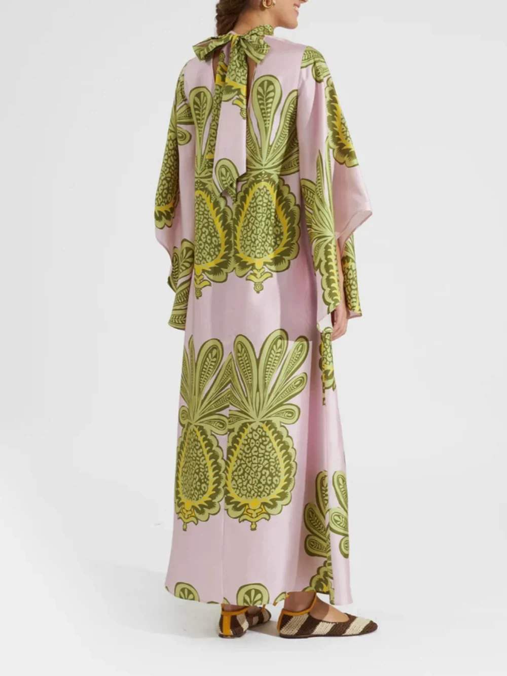 Tropical Big Pineapple Print Maxi Dress Dresses