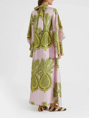 Tropical Big Pineapple Print Maxi Dress Dresses
