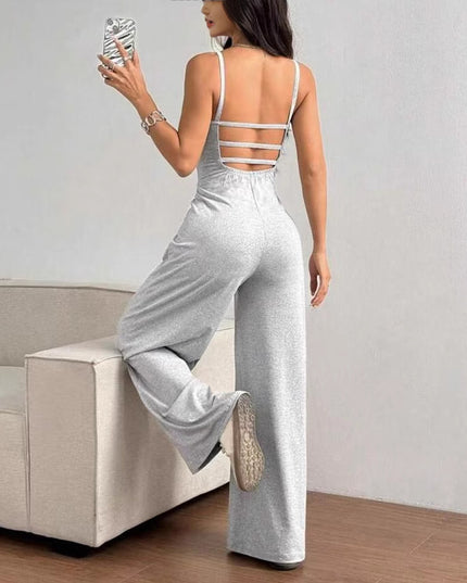 Cross Strap Backless Jumpsuit – Sleek & Comfortable for Summer Jumpsuit