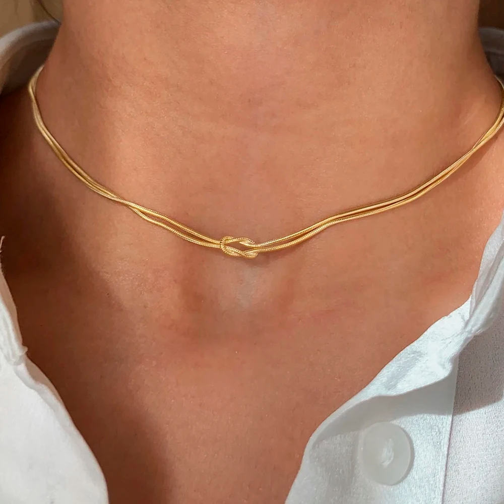 Twist Knot Snake Chain Choker Necklace