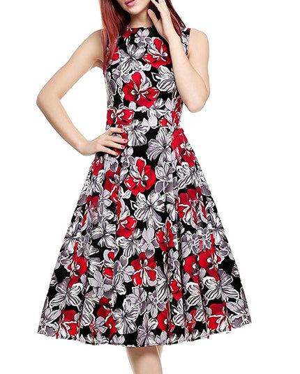 Women's Vintage Floral Print Dress Dress