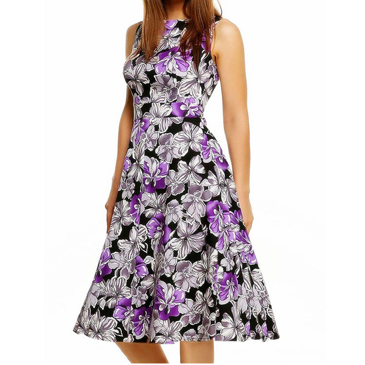 Women's Vintage Floral Print Dress Dress
