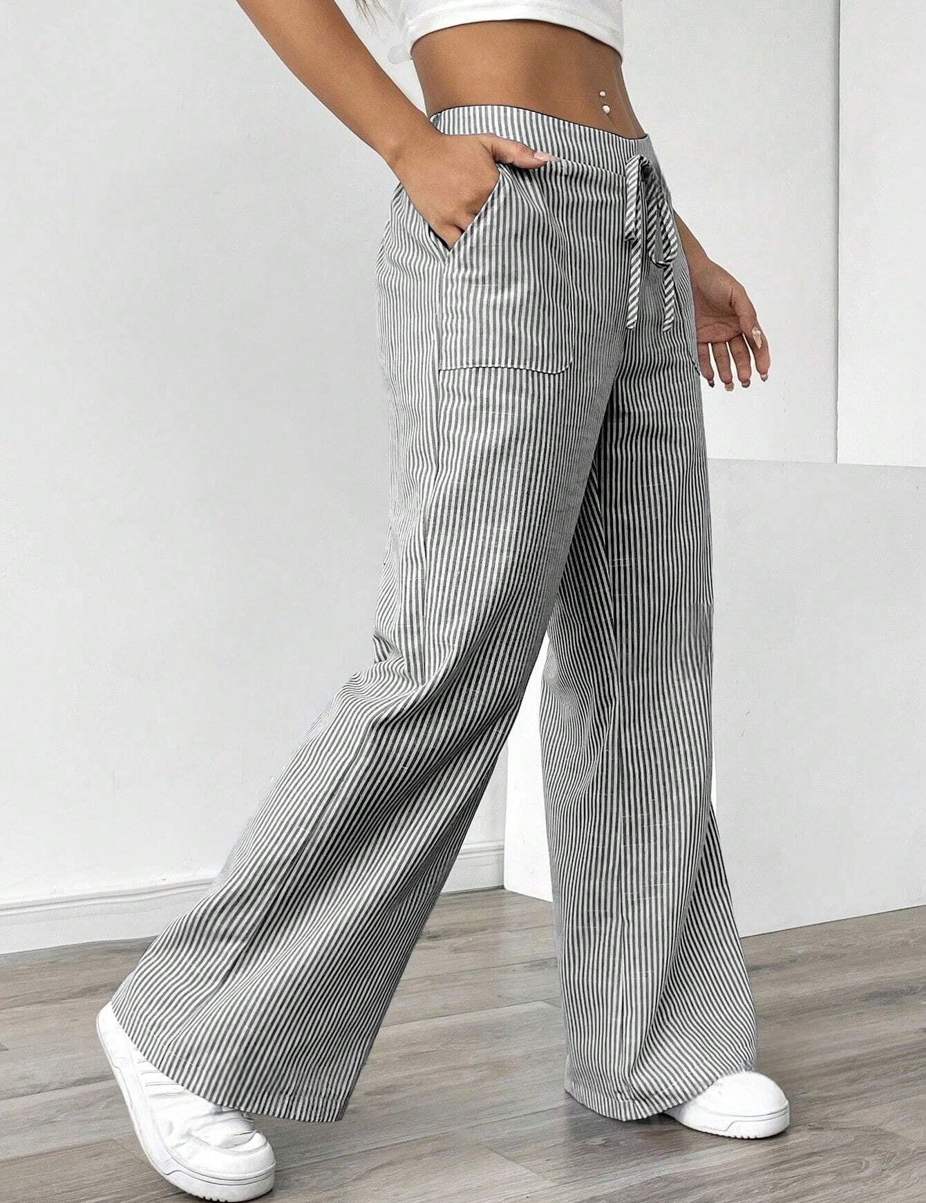 Women’s Striped Wide‑Leg Trousers Trousers