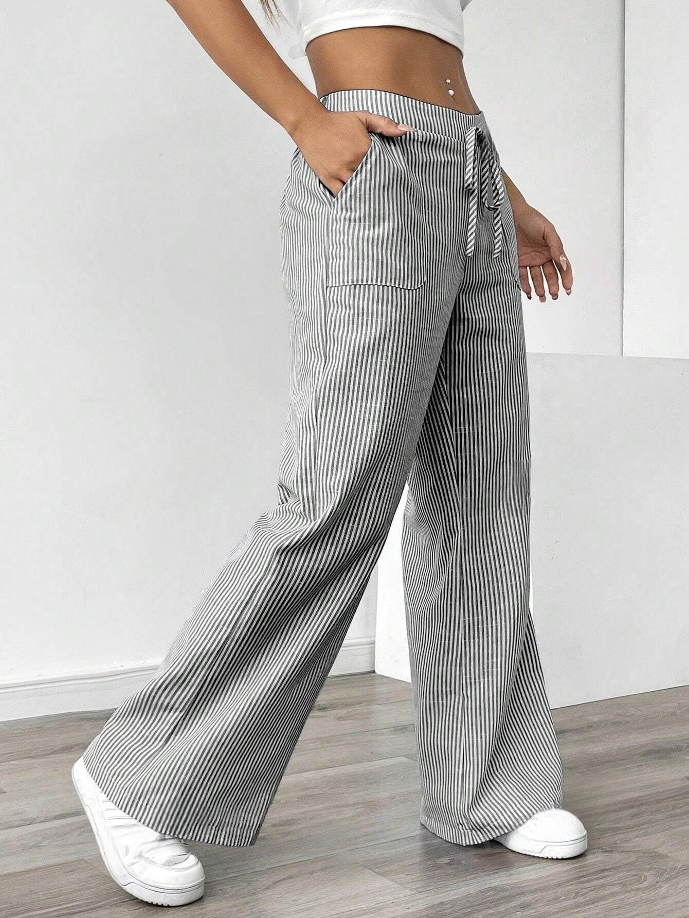 Women’s Striped Wide‑Leg Trousers Trousers