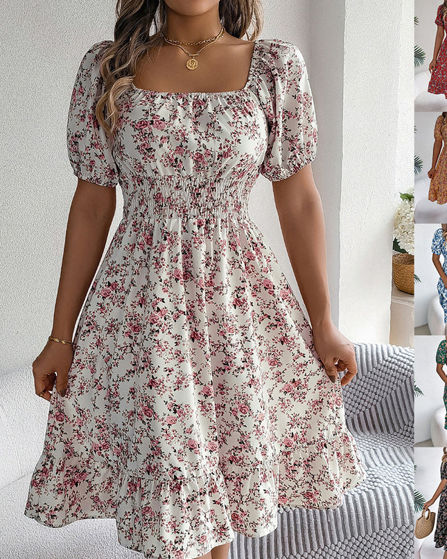 Floral Print Square Neck Dress Dress