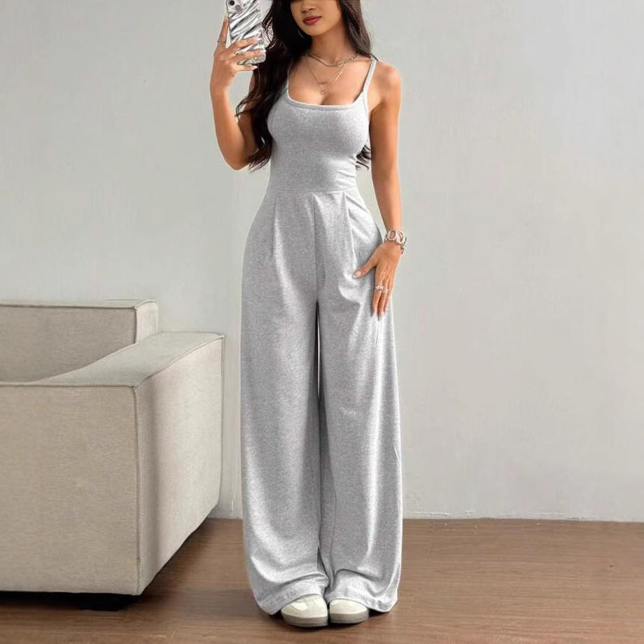 Cross Strap Backless Jumpsuit – Sleek & Comfortable for Summer Jumpsuit
