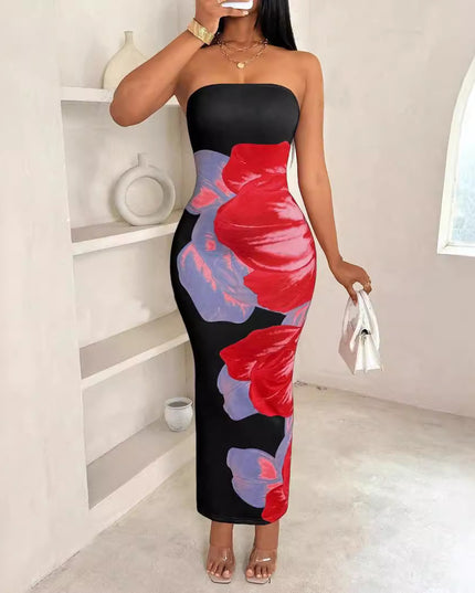 Women's Slim-Fit Floral Print Dress Dress