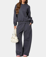 Women’s 2-Piece Bow Print Hoodie & Wide Leg Pants Set Two piece set