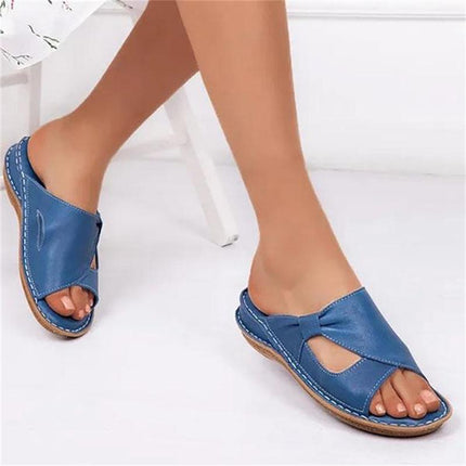 Stylish Orthopedic Leather Sandals With Soft Soles Blue Sandals