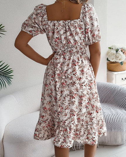 Floral Print Square Neck Dress Dresses
