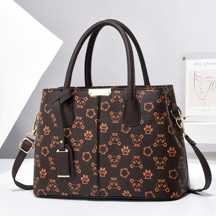 Women’s Large-Capacity PU Leather Tote & Crossbody Bag Panda Coffee 30x21x13 Bag