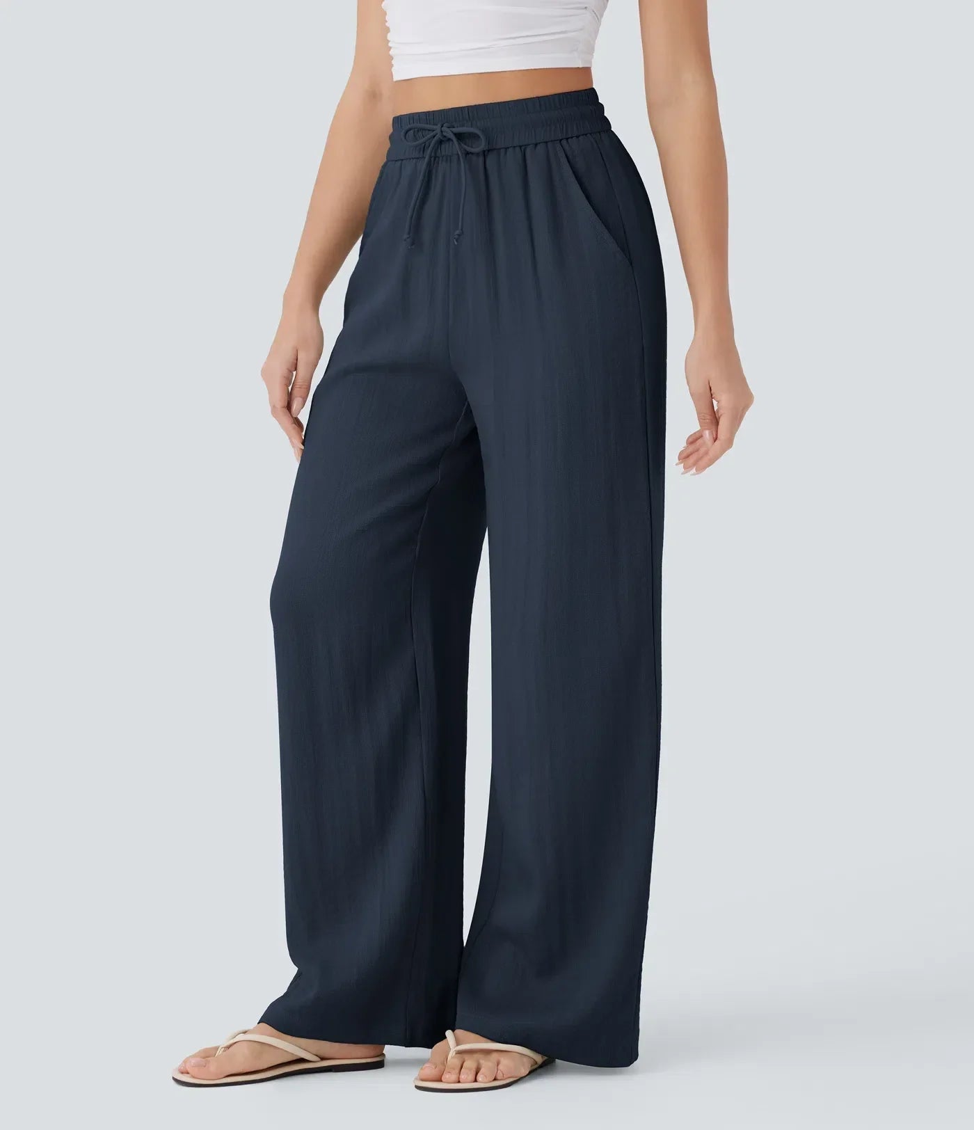 Elegant Linen Wide‑Leg Pants Women Pants