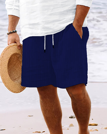 Men's Striped Drawstring Summer Shorts Navy Blue Shorts