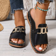 Kathryn Comfy Buckle Sandals - Style & Ease Black Sandals
