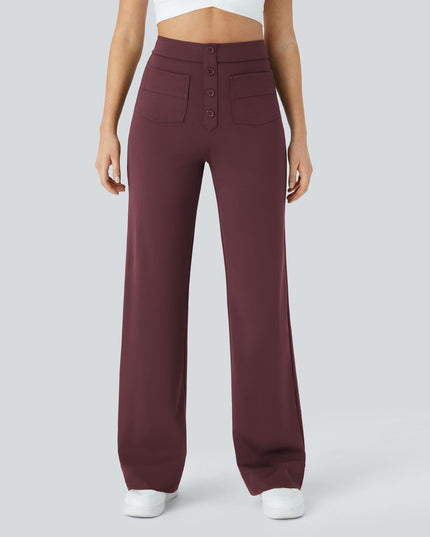 Jade | Elastic pants with high Waist Purple Trousers