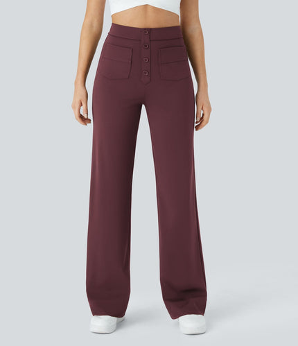 Jade | Elastic pants with high Waist Purple Trousers
