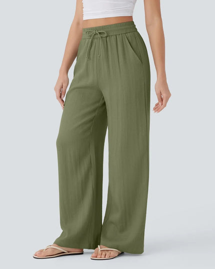 Elegant Linen Wide‑Leg Pants Women Pants