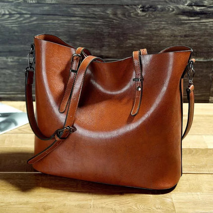 Nicholle | Vintage Leather Shoulder Handbag Brown Handbags